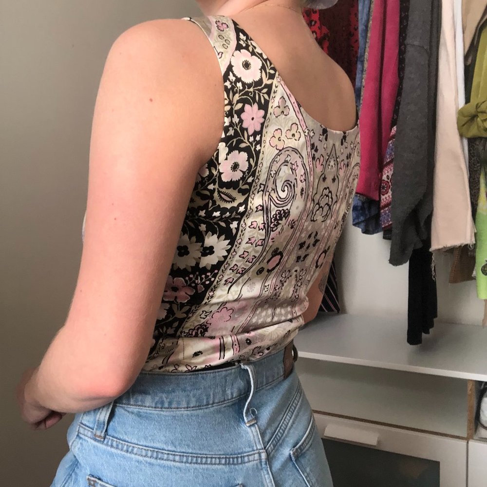 Y2K Vintage Silk Floral Top